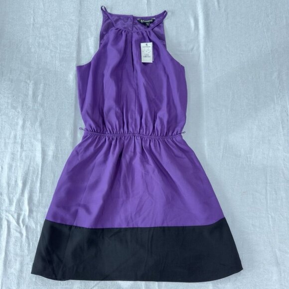 EXPRESS X-Small Purple & Black Sleeveless Keyhole Elastic Waist Dress (XS 0-2) - Picture 1 of 11
